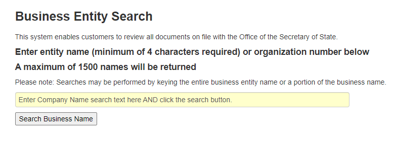 Kentucky Business Entity Search Tool