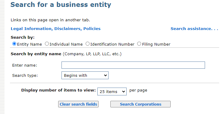 Massachusetts SOS entity search